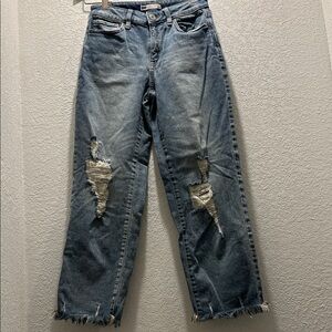 SO Women's High Rise straight Distressed Blue Jeans sz:3/26